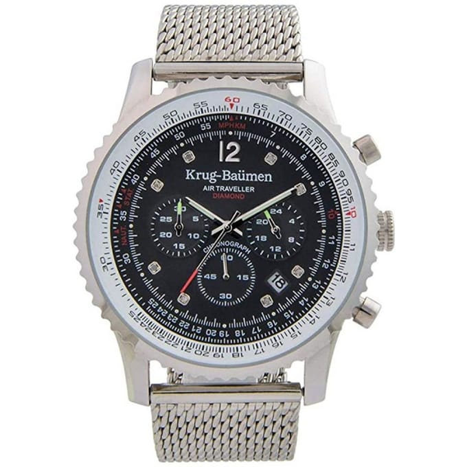 Krug-Baumen Air Traveller Diamond 46mm 612303DS Heren Horloge
