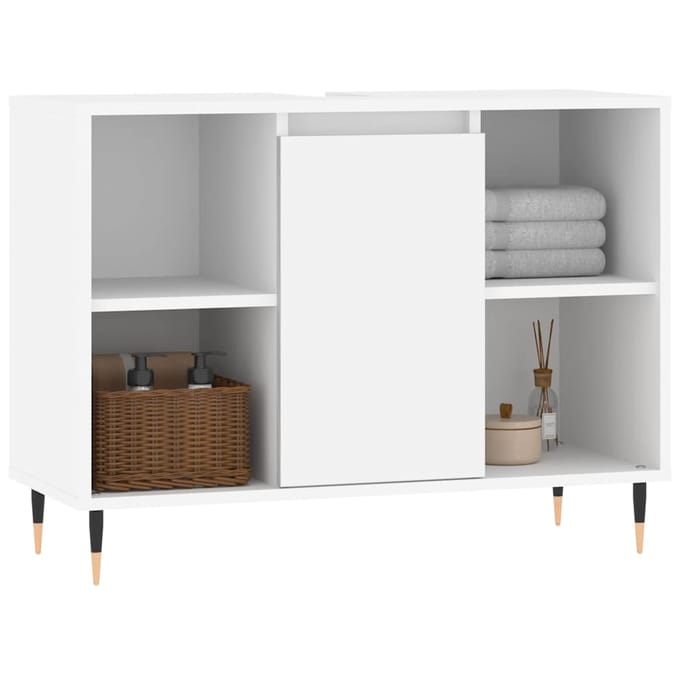 vidaXL - Badkamerkast - 80x33x60 - cm - bewerkt - hout - wit