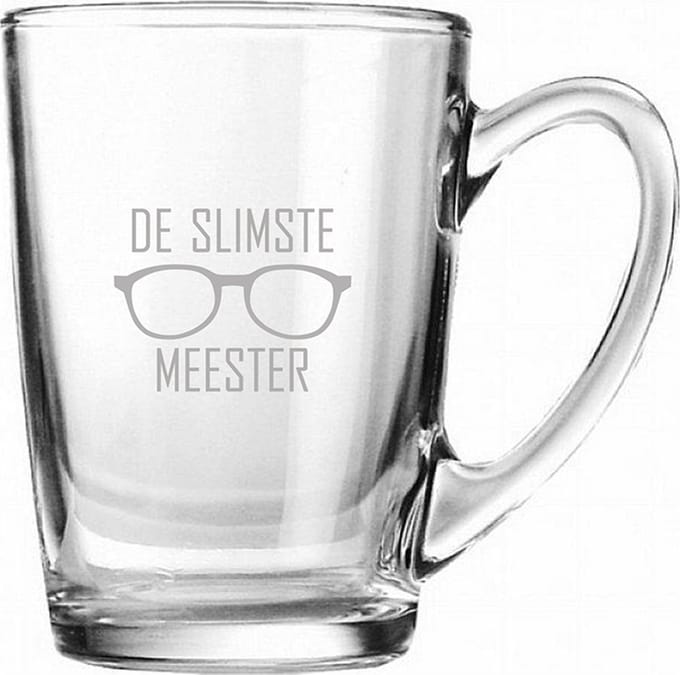 Gegraveerde theeglas 32cl De slimste meester