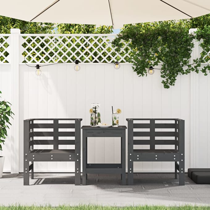 vidaXL - Tuinstoelen - 2 - st - 61,5x53x71 - cm - massief - grenenhout - grijs