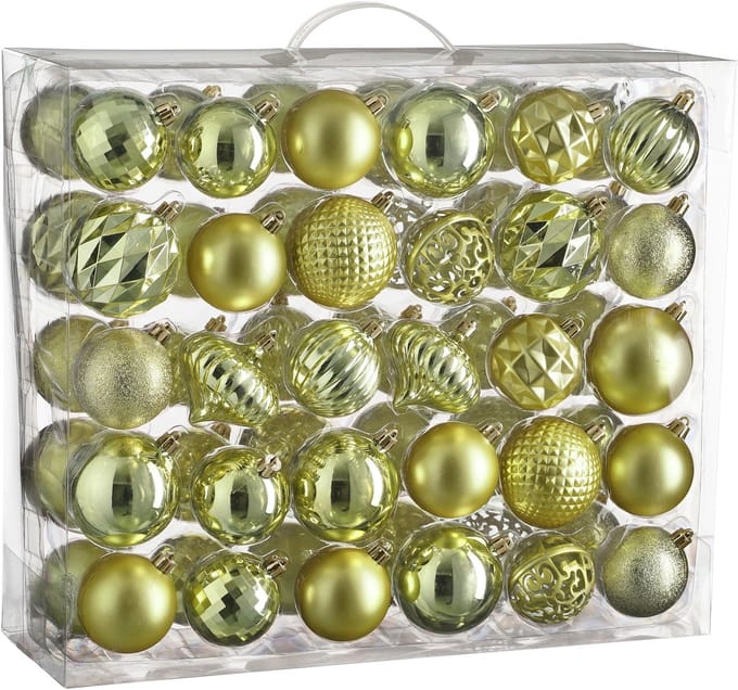 Tree decoration unbreakable l. green 60 pieces - d7cm