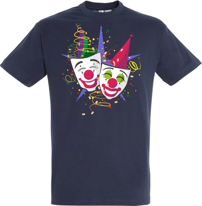 T-shirt Carnaval Masker | Carnaval | Carnavalskleding Dames Heren | Navy | maat S
