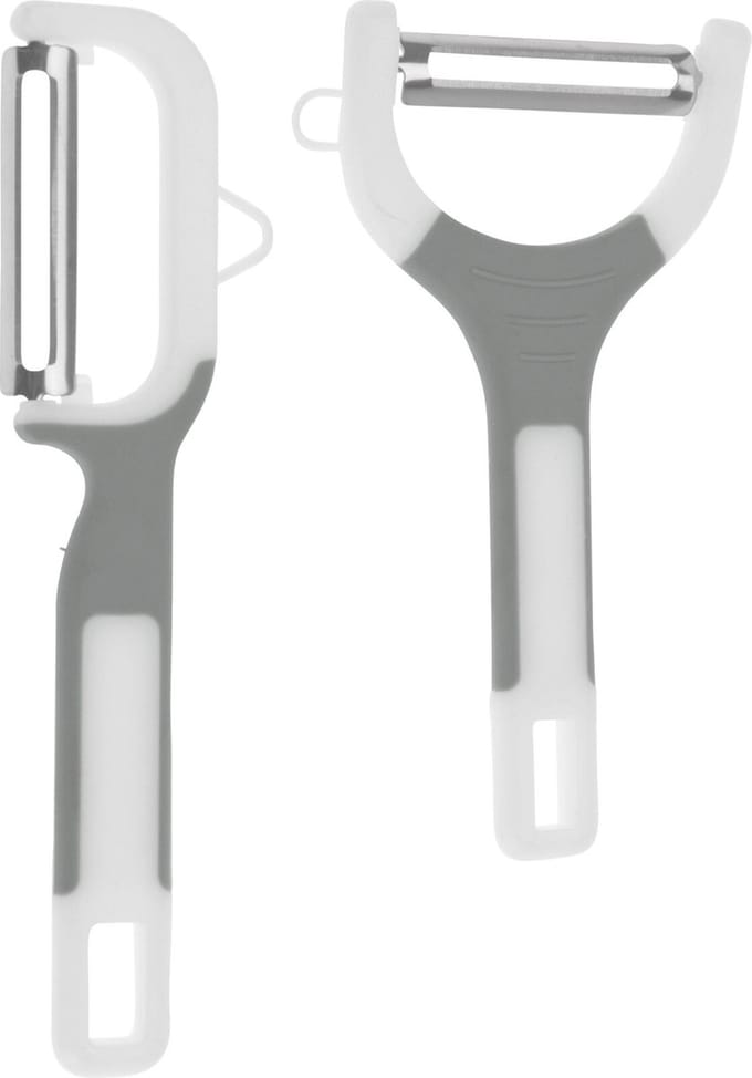 Excellent Houseware Dunschillers - set 2x - grijs - kunststof - rvs - aardappelschilmesjes