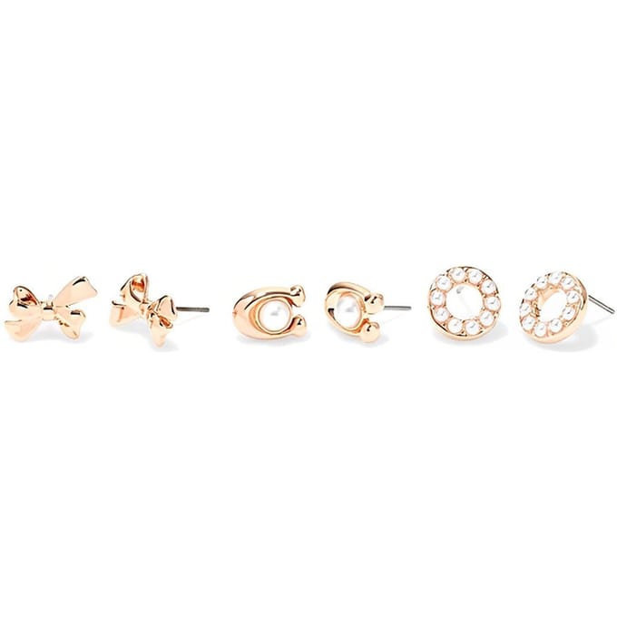 Boucles d'oreilles Cuivre Logo Coach Boucles d'oreilles Femme Or Rose CF984-RGD Basic Packaging-Box Not Included,F,Rose Gold white