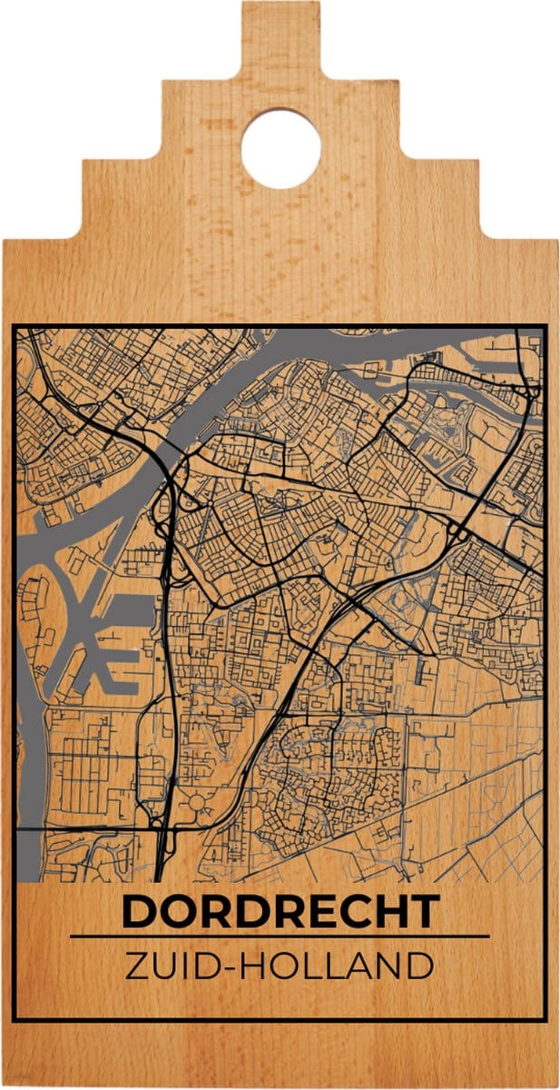 JM Woods - Borrelplank - Serveerplank - Hapjesplank - Kaasplank - Plattegrond - DORDRECHT - Gepersonaliseerd - Cadeau tip!