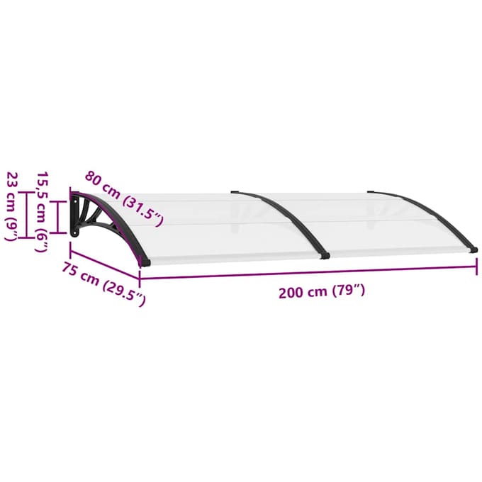 vidaXL - Deurluifel - 200x75 - cm - PC - zwart - en - transparant