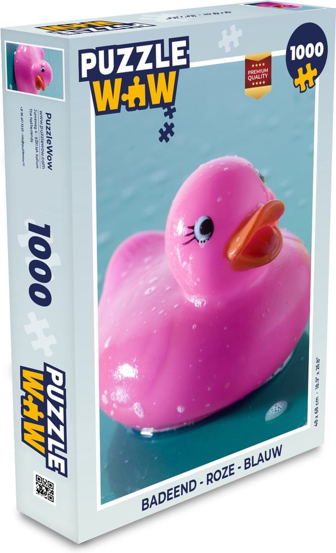Puzzel Badeend - Roze - Blauw - Legpuzzel - Puzzel 1000 stukjes volwassenen