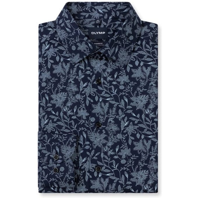 OLYMP Luxor 24/Seven Overhemd, Modern Fit, New Kent, Marineblauw