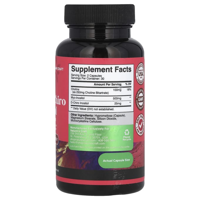 Nature's Craft, Myo & d-Chiro Inositol met Choline, 60 Capsules
