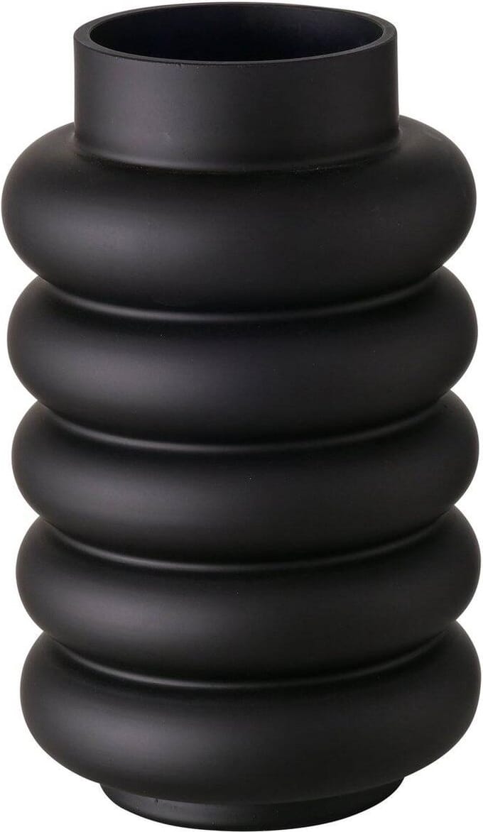 Boltze - Vaas -Glas - Mat Zwart - Ribbo - 25cm