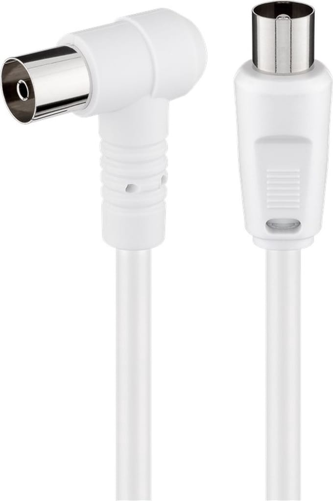 Goobay Schuine antennekabel (80 dB), dubbel afgeschermd, coax-stekker > coax-contrastekker 90° (volledig afgeschermd)