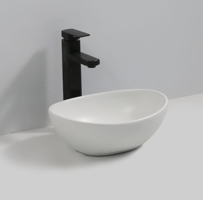 LINEA UNO - Durva 35 - Mat wit - Waskom - - Keramiek - Ovaal - 251092