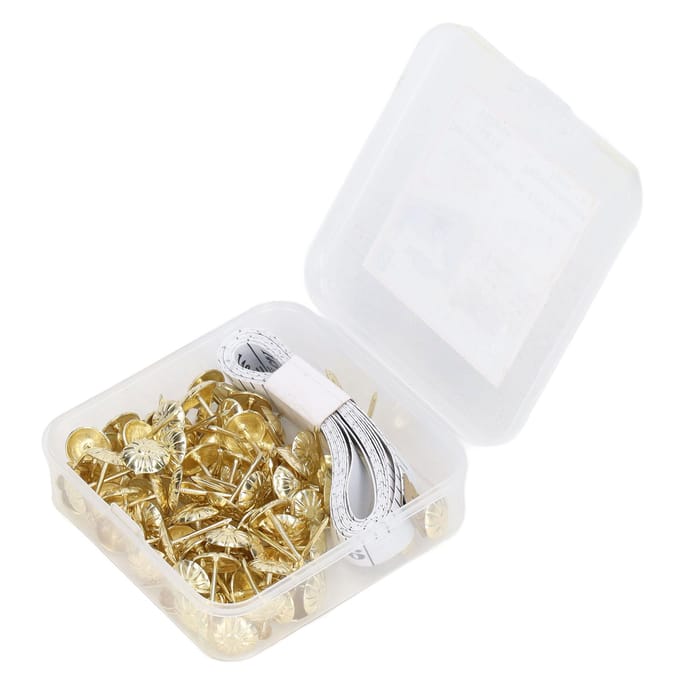 100 Pièces Clou Tapissier Décoratif Tête d'Épingle Acier Carbone Kit Ensemble pour Meubles Or