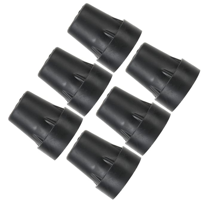 6 stuks Wandelstok Onderkant Pads Antislip Wandelstokken Eindkap Tip Accessoire black
