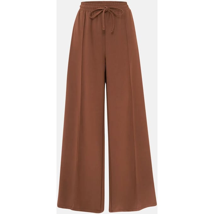 Brede Pijpen Elasthaan Taille Jersey Broek