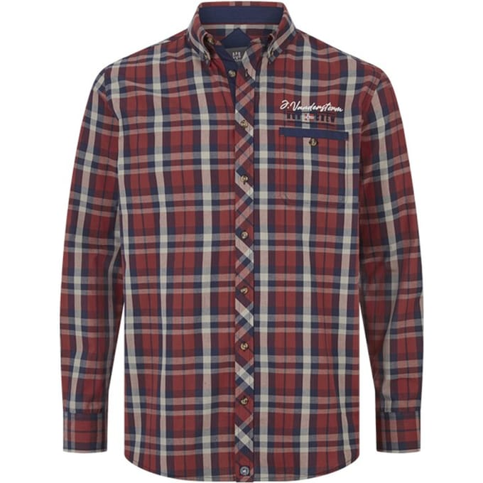 Jan Vanderstorm herren Overhemd - 45/46 - donkerrood - Plus Size