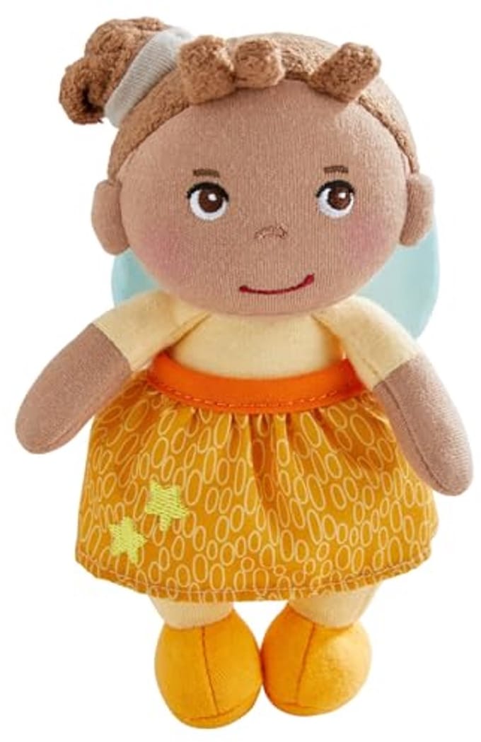 Haba knuffelpop beschermengel Holly 15 cm - zachte pop voor baby's.