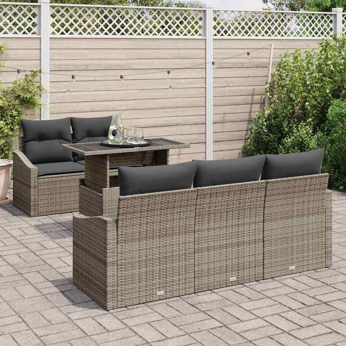 vidaXL - Tuinbank - Set - 6 - st - Grijs - poly - rattan