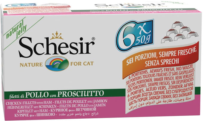 Schesir Kattenvoer Kipfilet - Ham - 6 x 50 gr