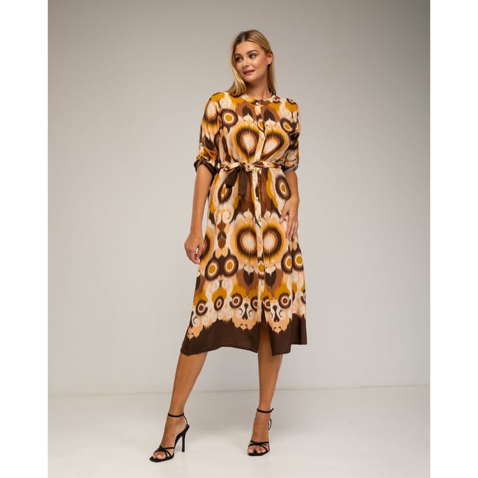 Midi shirtjurk met etnische print