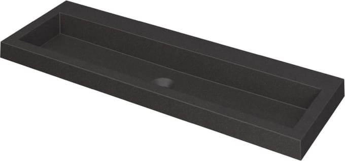 INK Dock wastafel quartz zonder kraangat 120x6x40cm, quartz zwart