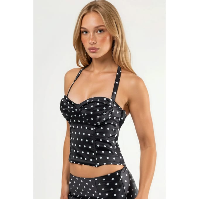 Hart Kraag Polka Dot Crop Top