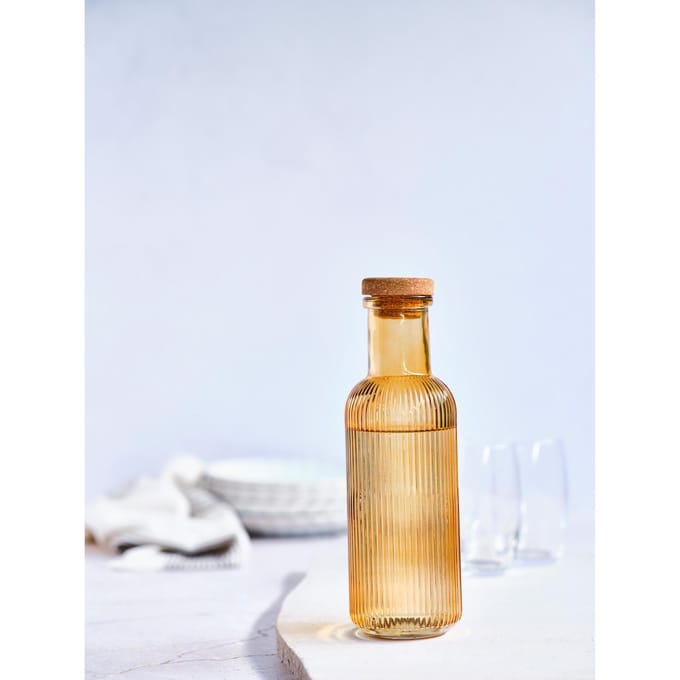 Cosy & Trendy Karaf Raya Oker 1 liter Glas - Luchtdichte Kurk - Italiaans Design