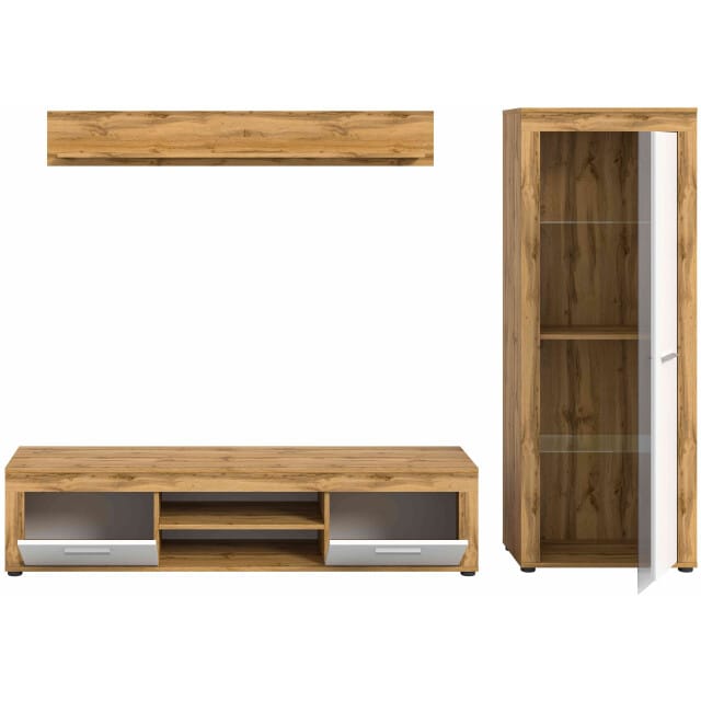 Jam woonkamercombinatie wit melamine Wotan eiken NB - 35x235x159cm