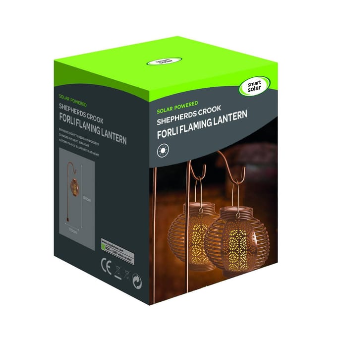 Smart Solar Forli Lantaarn - Solar tuinstekers met vlameffect - Set van 2