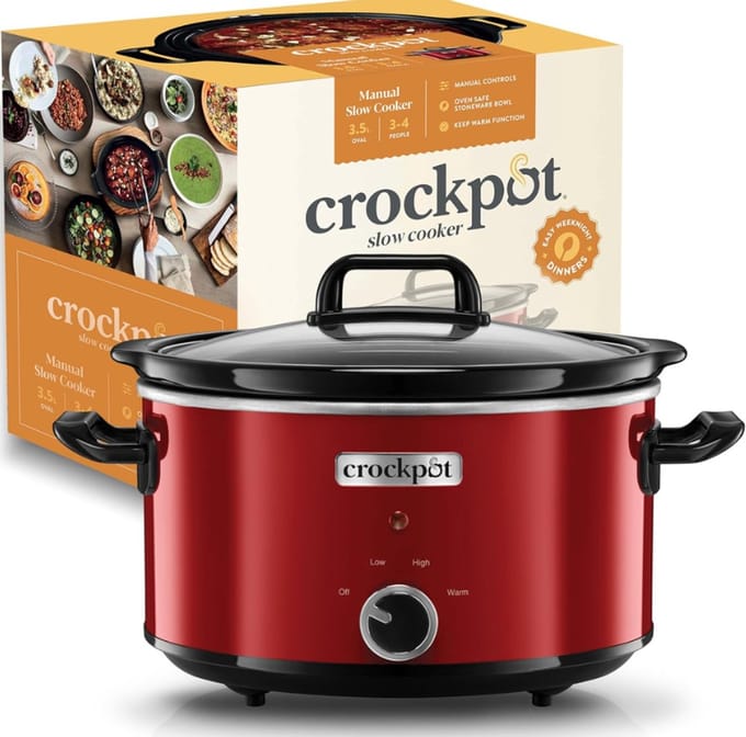 AHD® Slowcooker Met Timer - Slowcooker - Multicooker - Rood - 24cm x 31cm x 33cm