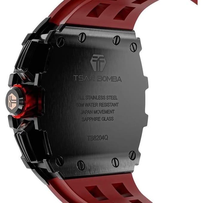 Horloge - TSAR BOMBA - Tonneau - Luxe - Waterdicht 5 ATM - Chronograaf wit
