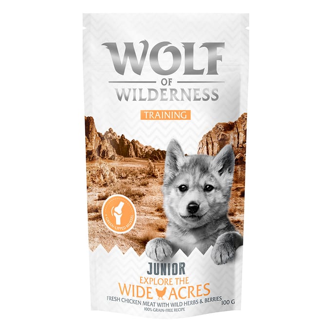 Wolf of Wilderness Training Junior “Explore the Wide Acres” Kip - 3 x 100 g