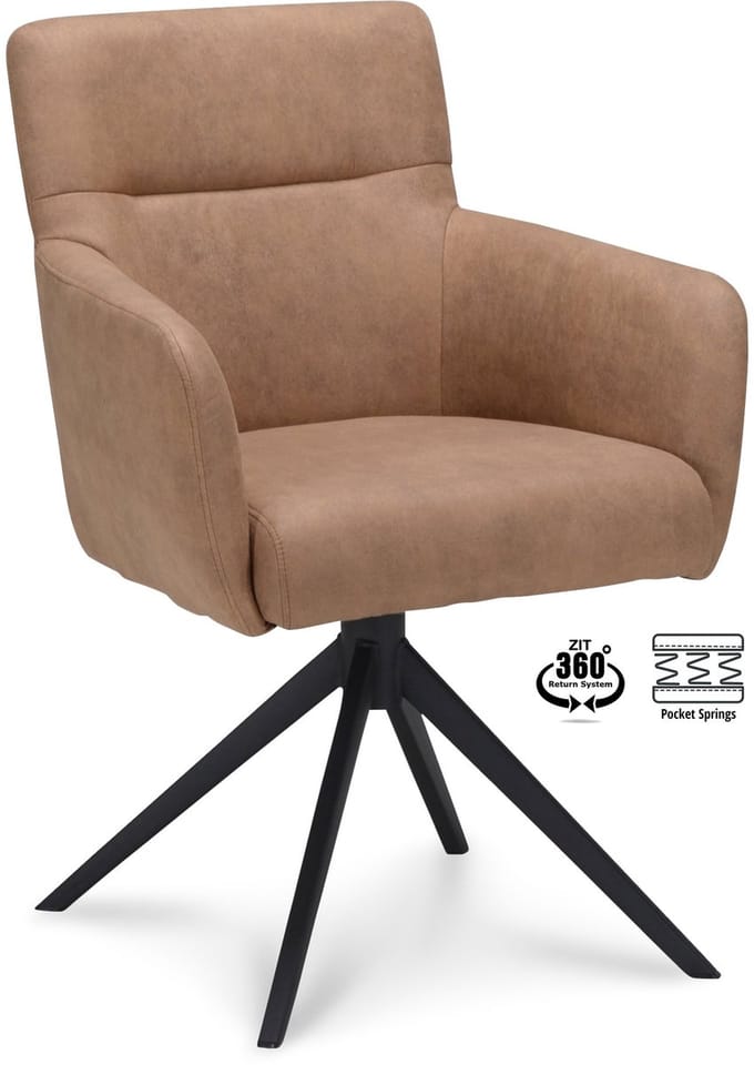Icon Living - Armstoel Mare - Stof Cowboy Mocca - Leg Black