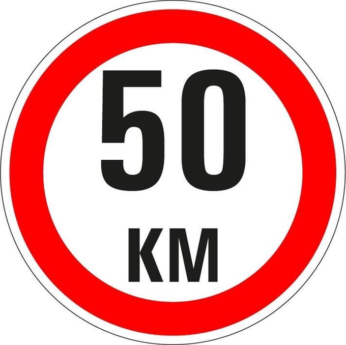 50 km bord - kunststof - A1 150 mm