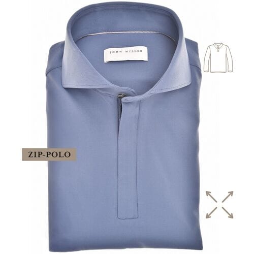 John Miller Plain Hyperstretch Comfort Poloshirt Midden Blauw / male