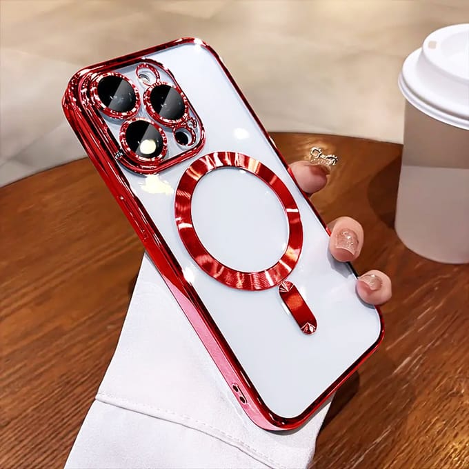 GREEN ON Camera Shield MagSafe Silicone Case geschikt voor iPhone 13 Pro Max - Rood
