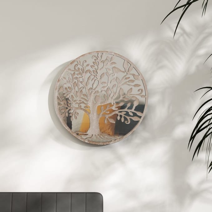 vidaXL - Spiegel - rond - 40x2,5 - cm - ijzer - zandkleurig