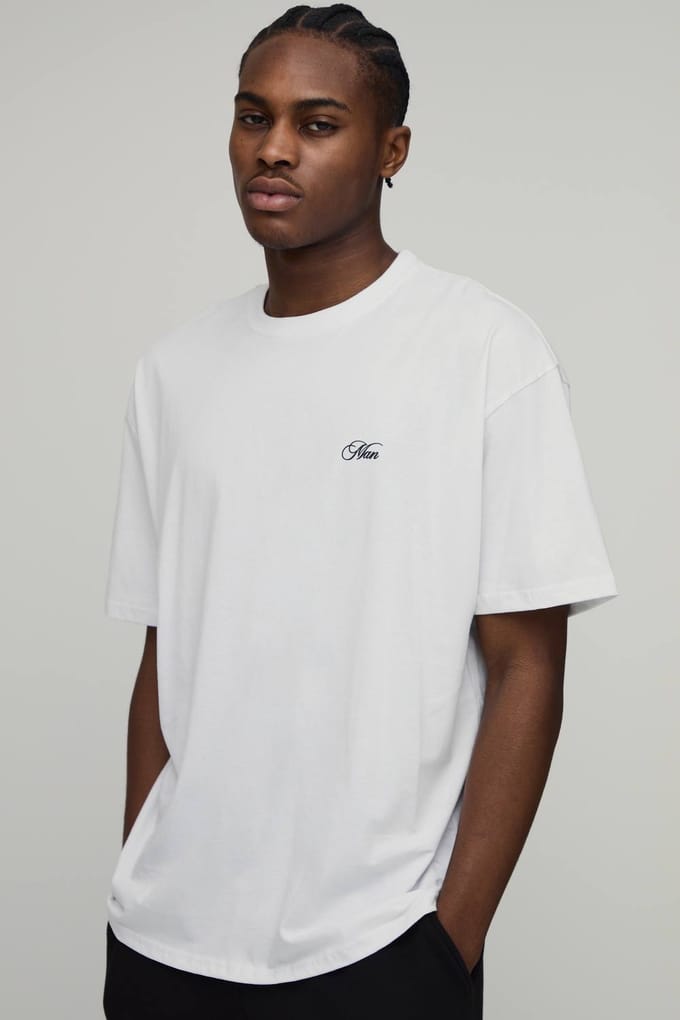 Oversized T-Shirt met Bloemenprint op de Rug | White | Size Medium