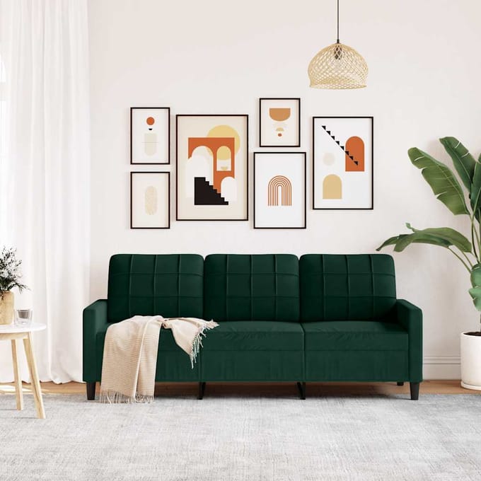 vidaXL - Driezitsbank - 180 - cm - fluweel - donkergroen