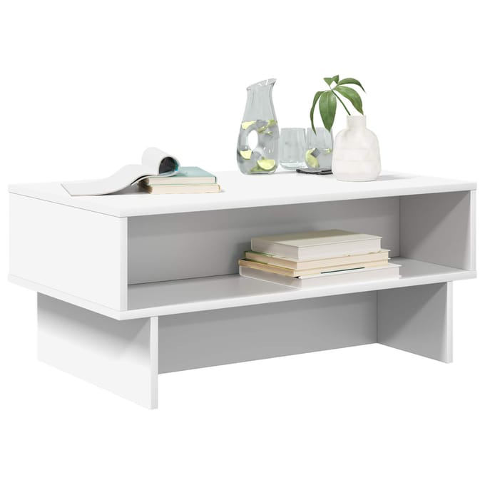 vidaXL - Salontafel - Wit - 80 - x - 46 - x - 35 - cm - Bewerkt - hout