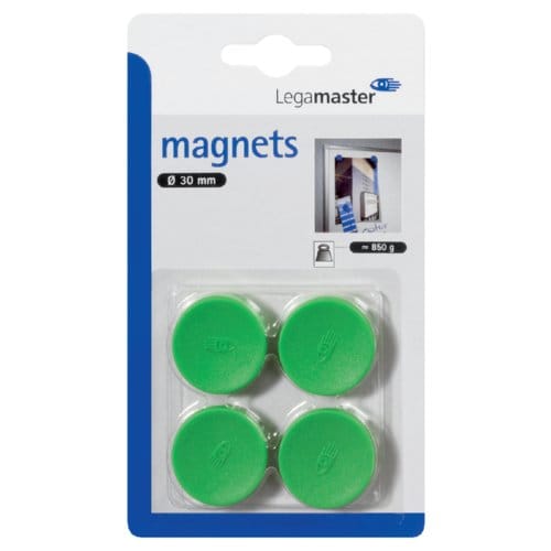 Whiteboardmagneten 30mm Lega Groen Blister à 4 Stuks