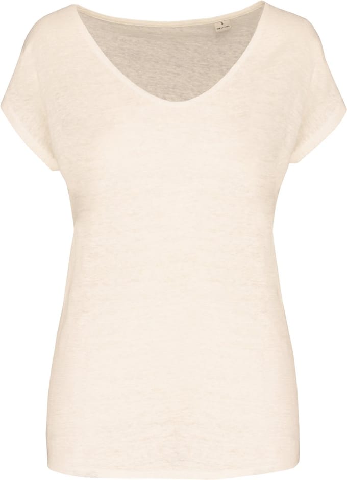 Spasso Linnen dames-t-shirt V-hals SP321 - Ivory - XL