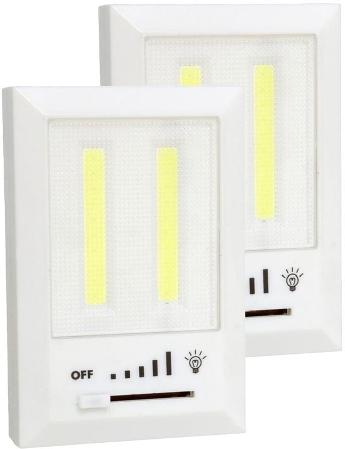 Gerimport Kastlampen - 2x - met dimmer - LED lampen - wit - 11 x 7.5 cm