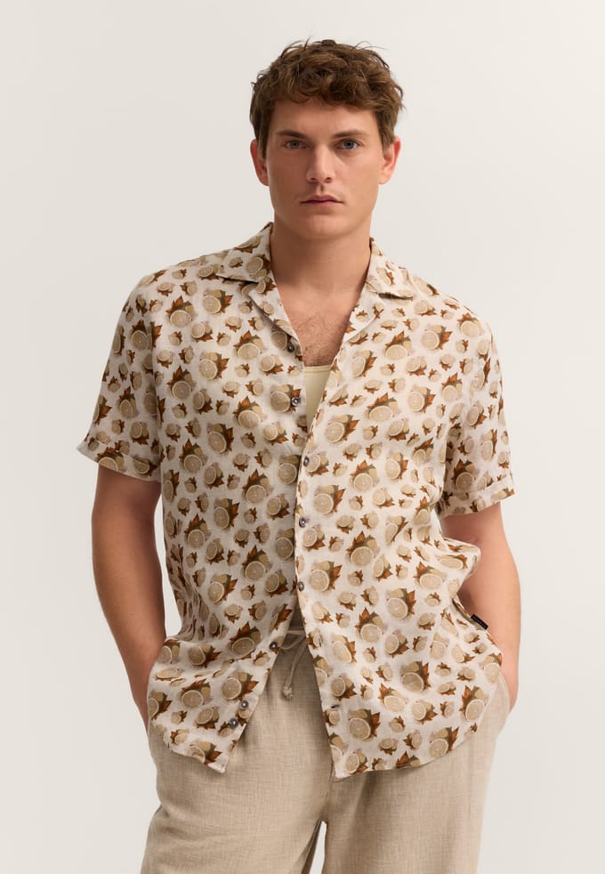 Bugatti Herren Overhemd met korte mouwen, modern fit, met print