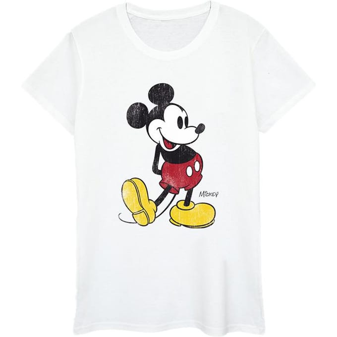 Disney Dames/Dames Mickey Mouse Klassiek Kick Katoenen T-Shirt (Wit)