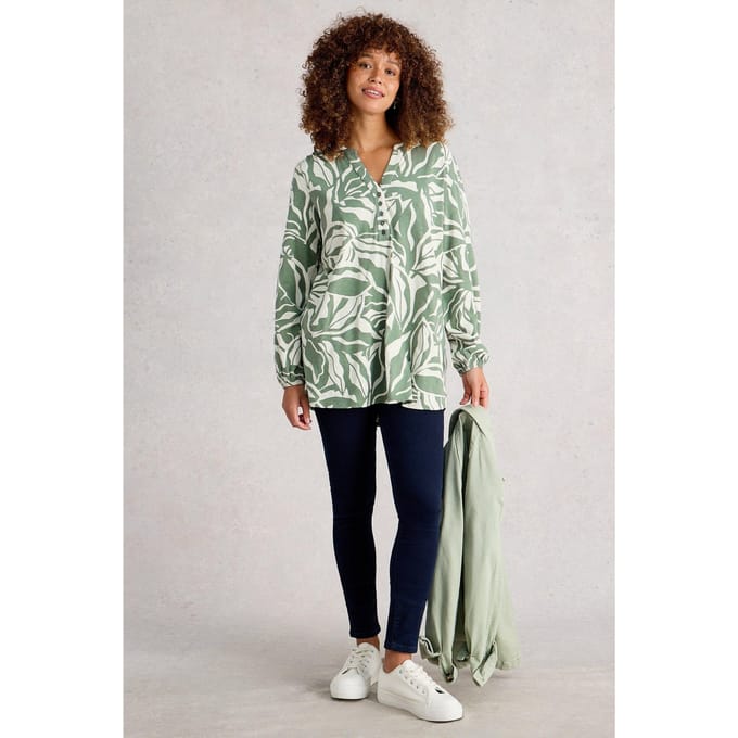 White Stuff Phoebe Tunic Green Print Größe: 10 | Longsleeves Outlet | Damen | Grün