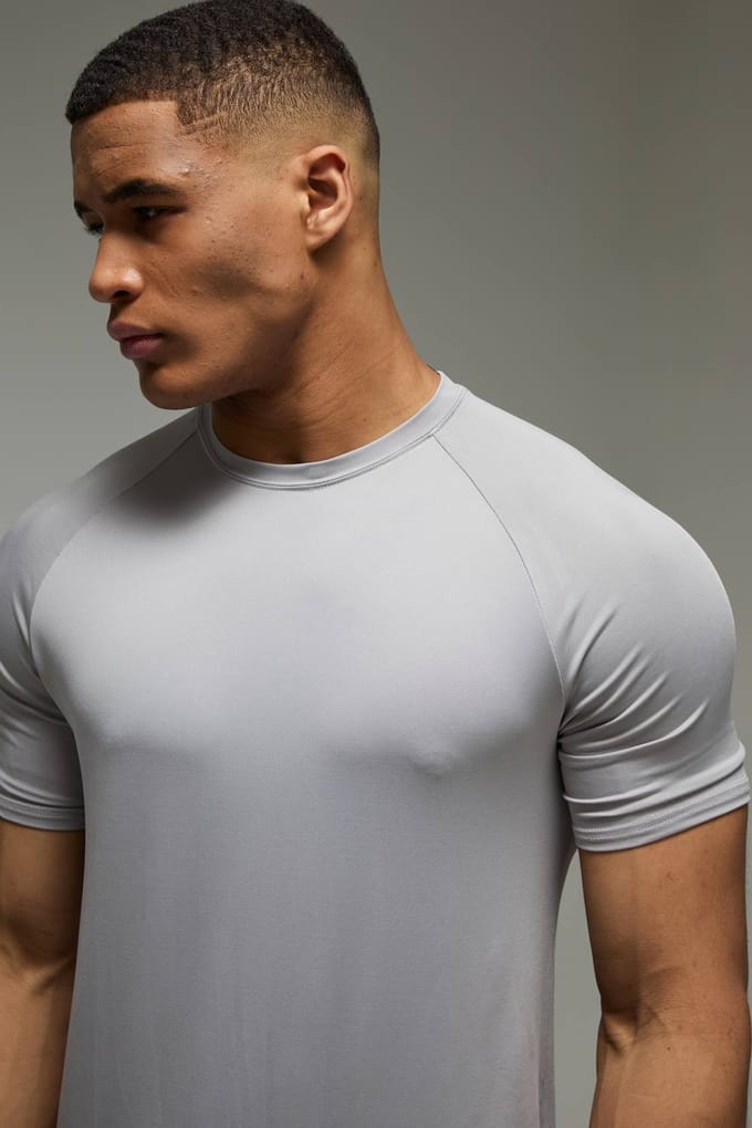 Heren Actieve Lichtgewicht Essentials Gym Regular Fit Raglan T-shirt | Grey | Size 2XL