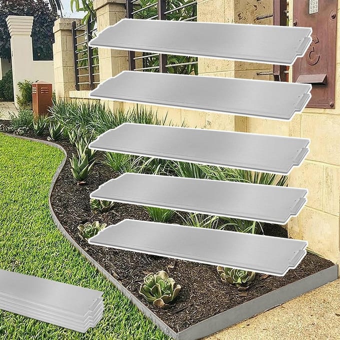 Gazonrand Metaal - Bloembedranding Tuin - Tuin Afscheiden - Snelle Montage - 10 Meter 18cm - Zilver