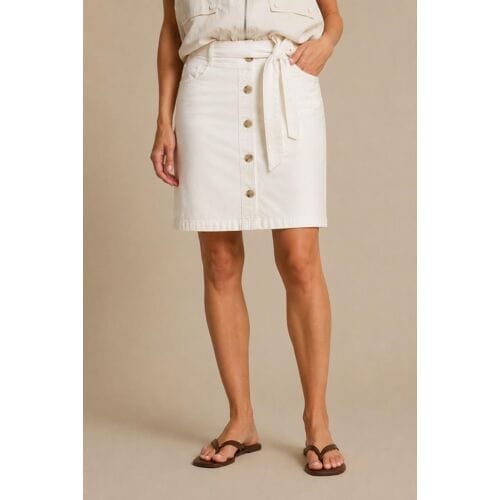 Red Button witte dames rok   Regular fit   Steekzakken   Knoopsluiting   Regular waist Wit 40