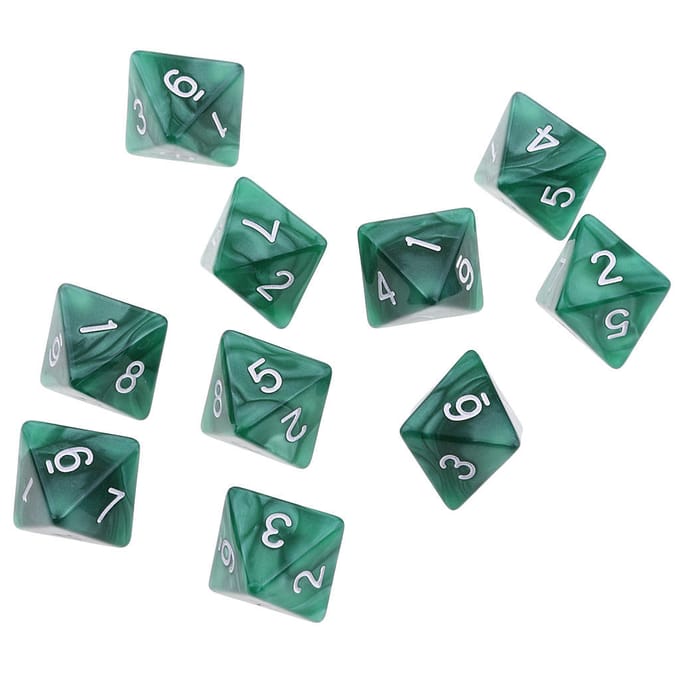 10 pièces Dés à 8 faces D8 Dés Polyédriques pour Fête DND Jeux de Société Dés Kit